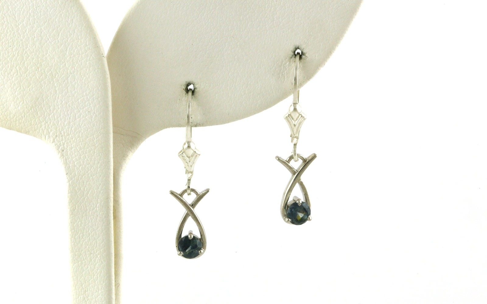 Montana Sapphire Teardrop Leverback Earrings in Sterling Silver (0.05cts TWT)