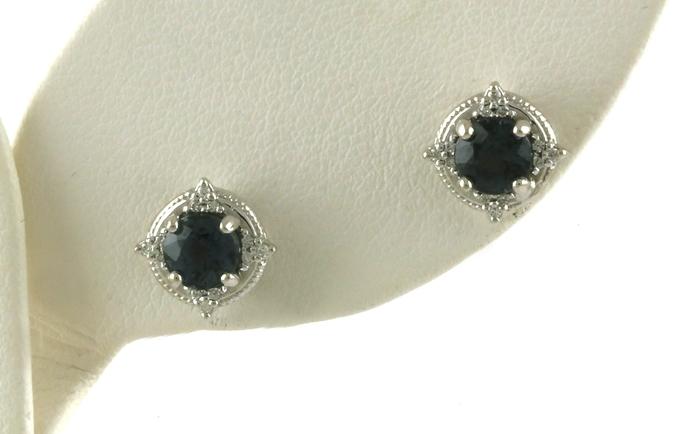 content/products/Montana Sapphire and Diamond Vintage Style Halo Stud Earrings in White Gold (1.31cts TWT)