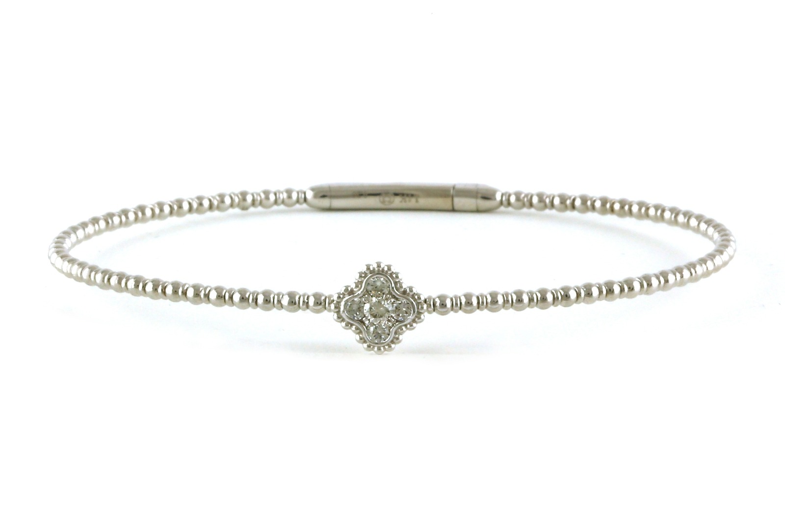 Diamond 5-Stone Floral Cluster Flexi-Cuff Bracelet in White Gold (0.20cts TWT)