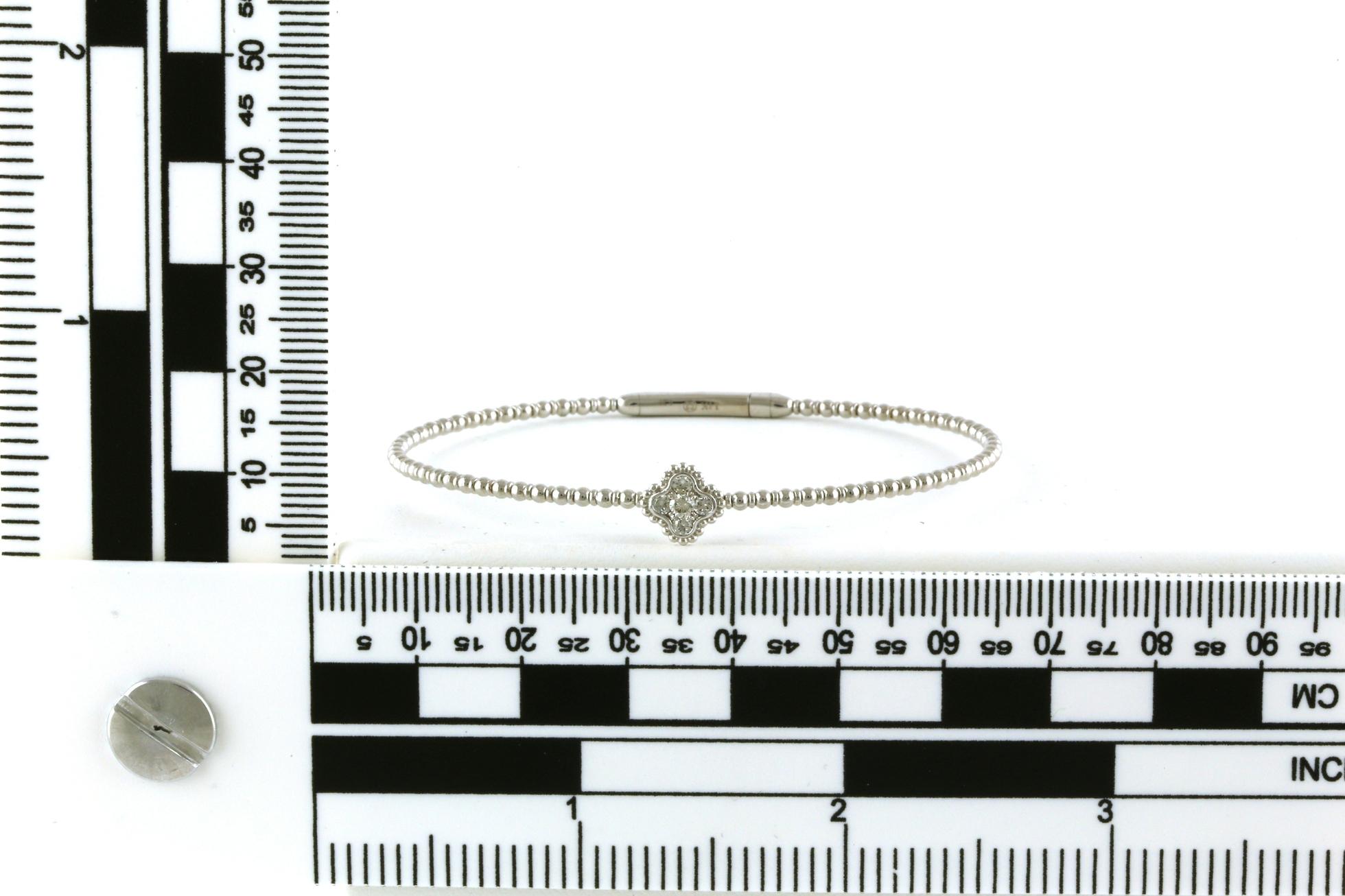 Diamond 5-Stone Floral Cluster Flexi-Cuff Bracelet in White Gold (0.20cts TWT) scale