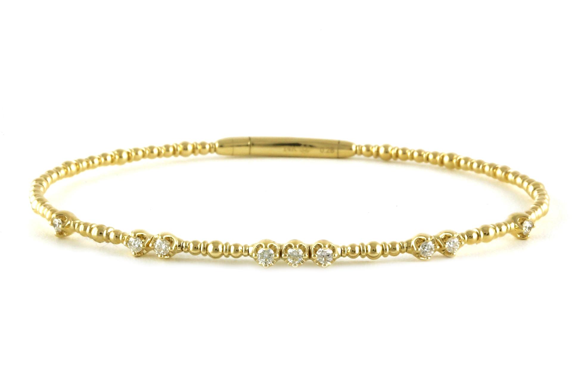Diamond Cluster Station Flexi-Cuff Bracelet in Yellow Gold (0.28cts TWT)