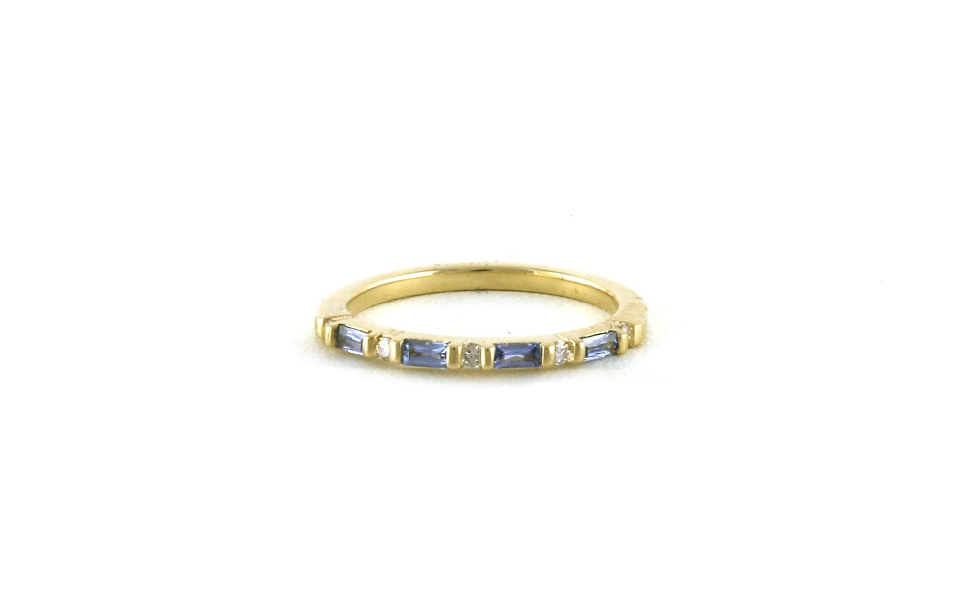 Montana Yogo Sapphire and Diamond Alternating Shape Bar-Set Band in Yellow Gold (0.40cts TWT)