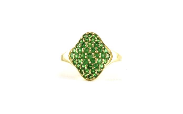 content/products/Estate Piece: Tsavorite Garnet Oblong Pave Cluster ring in Yellow Gold