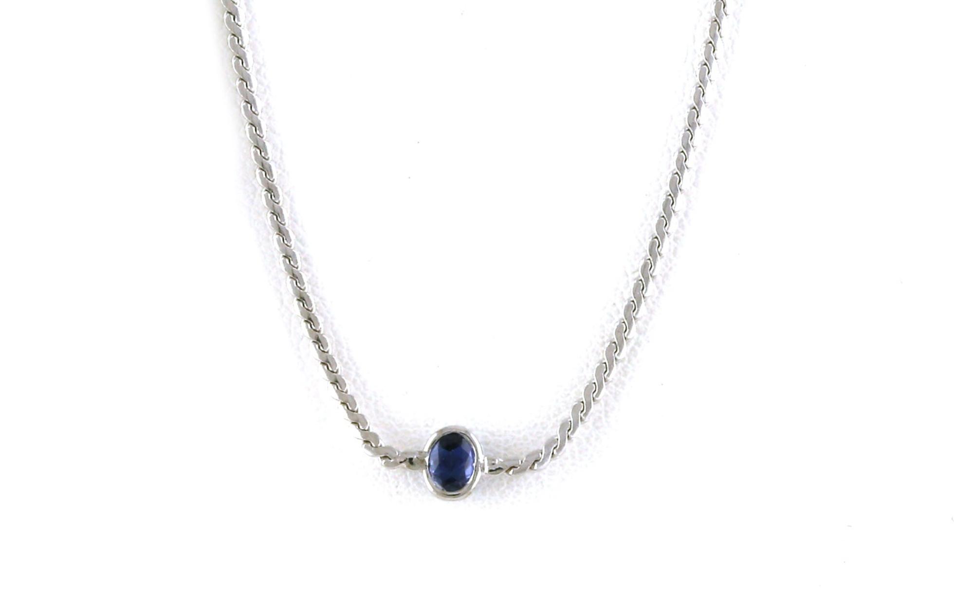 Estate Piece: Sapphire Oval Bezel-set Necklace in White Gold (0.20ct)