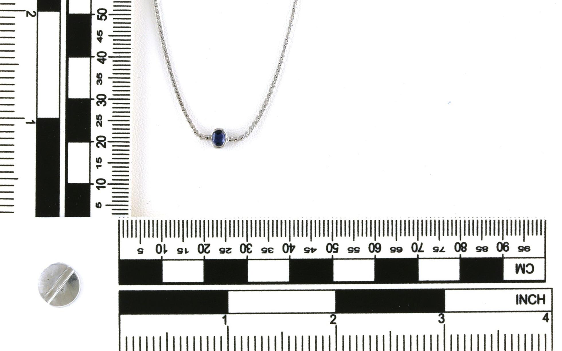 Estate Piece: Sapphire Oval Bezel-set Necklace in White Gold (0.20ct) scale