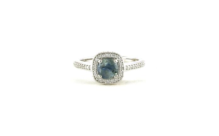 content/products/Estate Piece: Montana Sapphire and Diamond Halo with Pave Shank Ring in White Gold (1.05cts TWT)