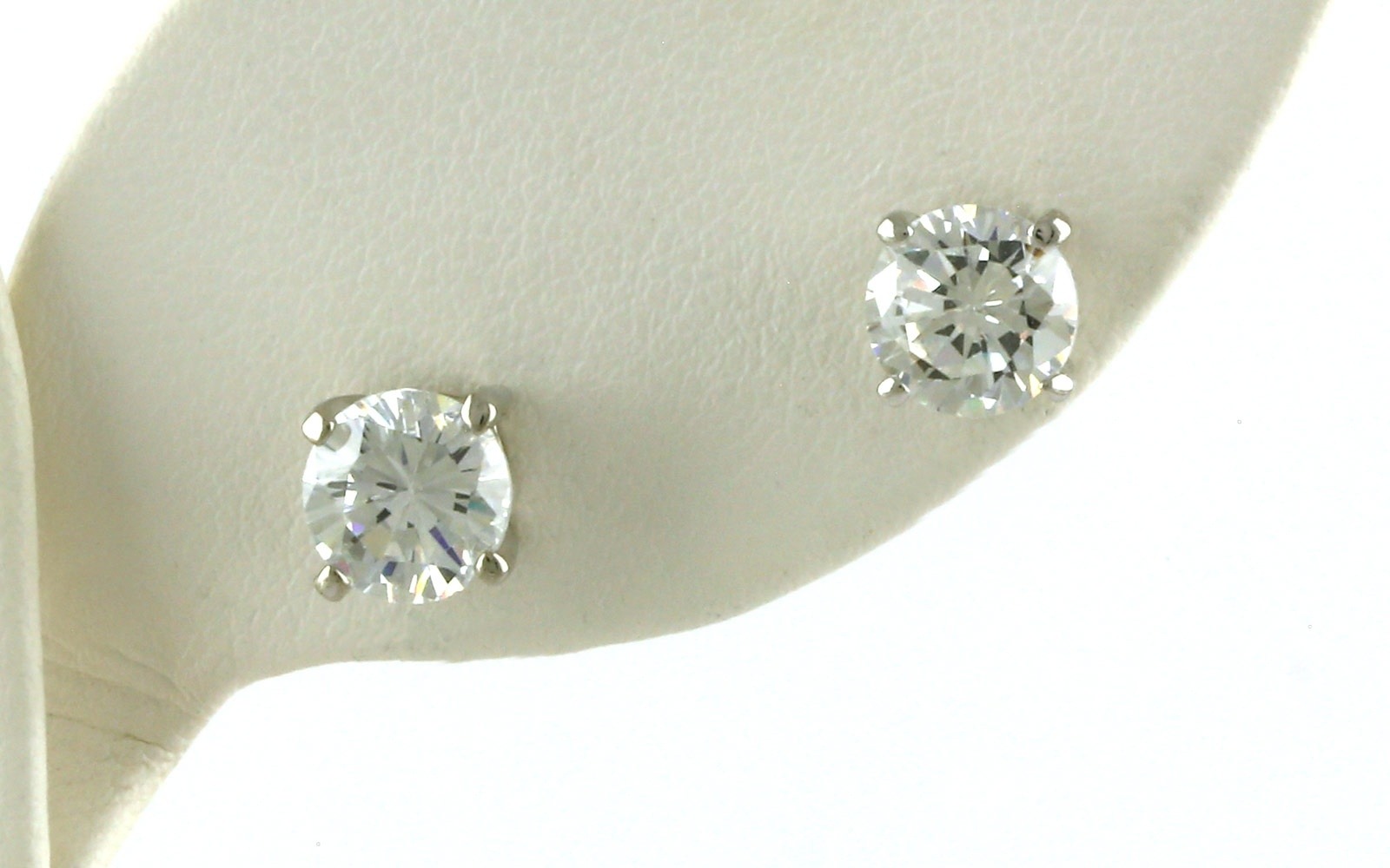 Estate Piece: 4-Prong Cubic Zirconium Stud Earrings in Sterling Silver