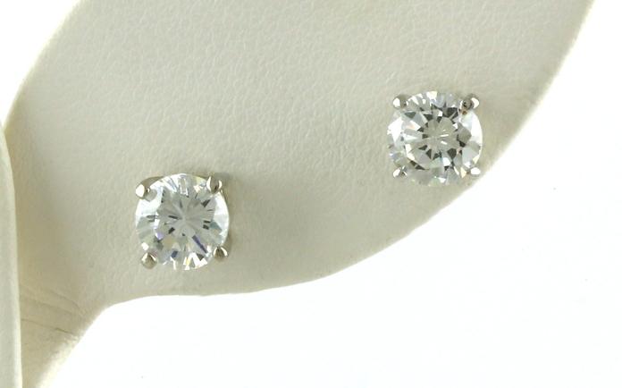 content/products/Estate Piece: 4-Prong Cubic Zirconium Stud Earrings in Sterling Silver