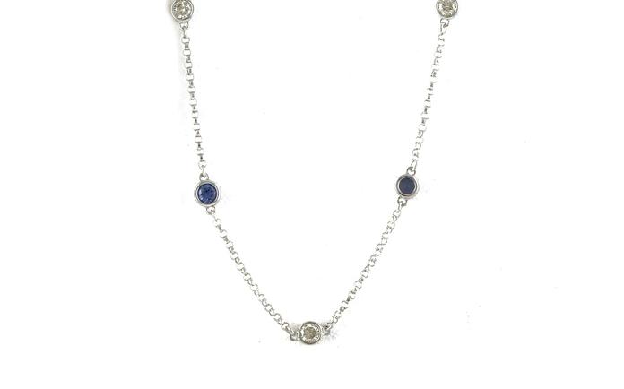 content/products/Alternating Station Montana Yogo Sapphire & Diamond Necklace in White Gold (1.13cts TWT)
