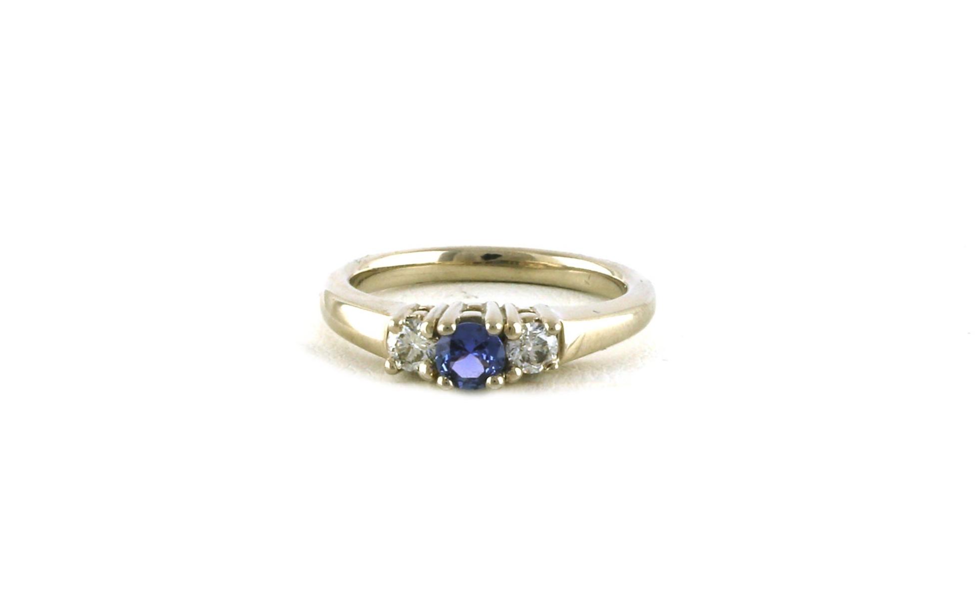 4-Prong 3-Stone Montana Yogo Sapphire and Diamond Ring in White Gold (0.50cts TWT)