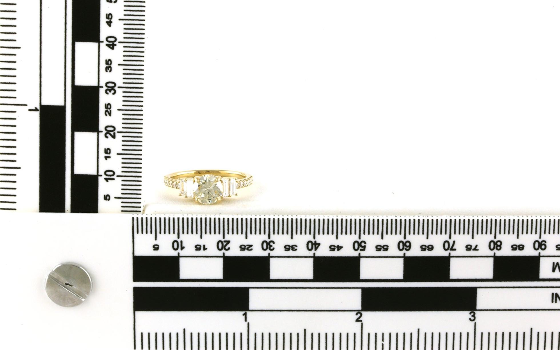 Diamond 5-Stone with Pave Shank Ring in Yellow Gold (1.50cts TWT) scale