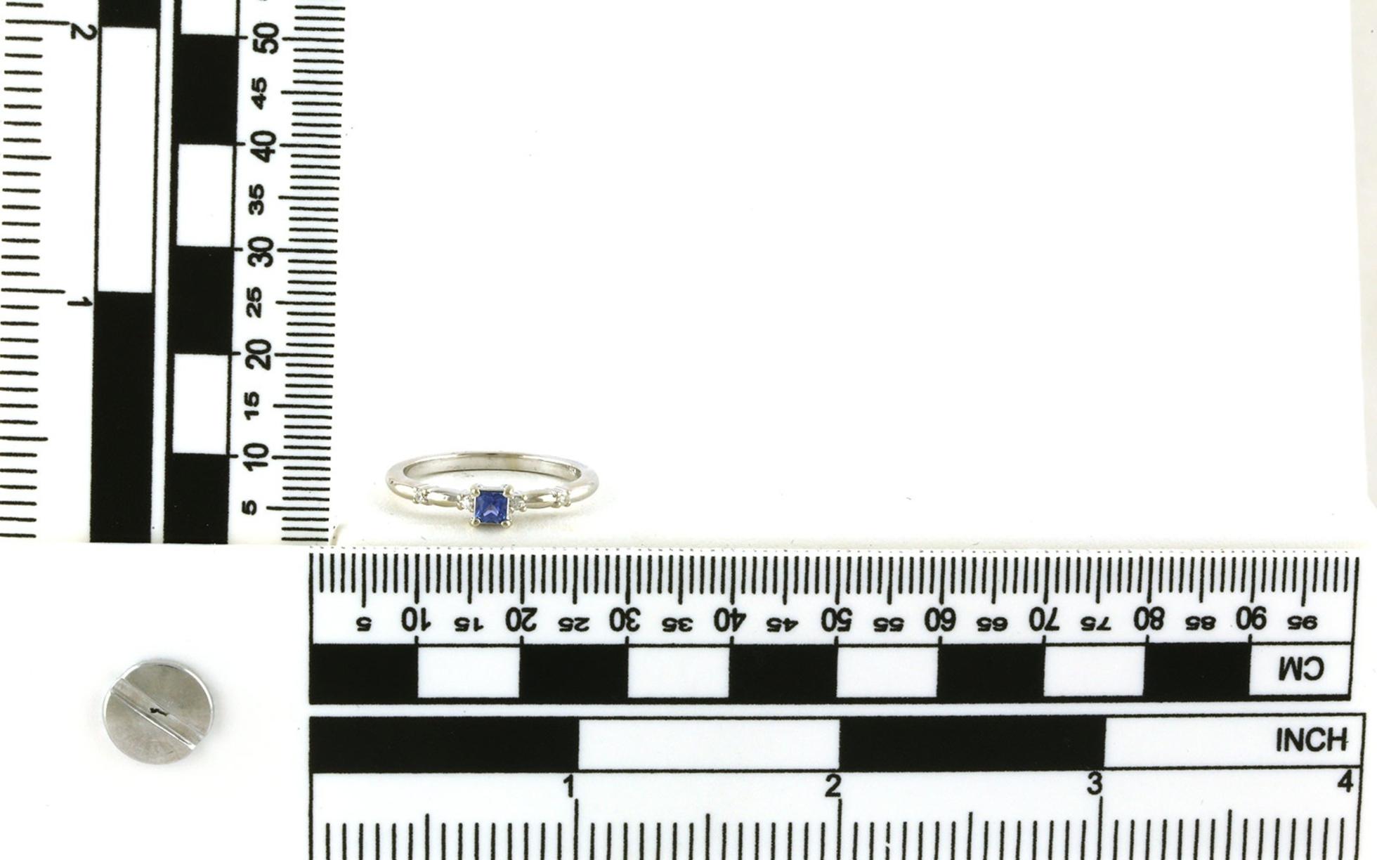 Montana Yogo Sapphire and Diamond 4-Prong Setting with Accents Ring in White Gold (0.25cts TWT) scale