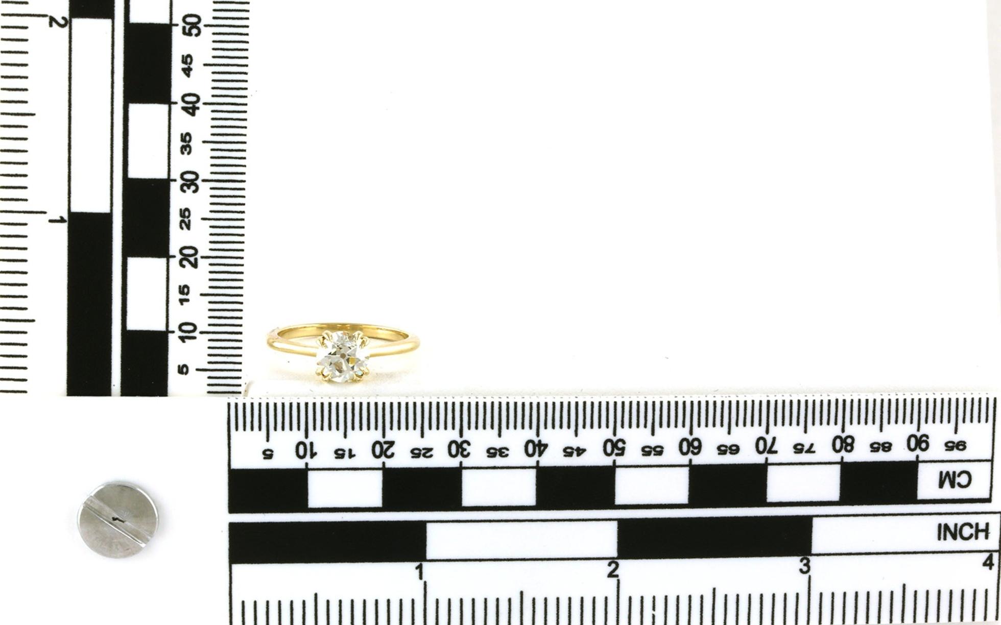 Old Mine Cut Diamond Solitaire Ring in Yellow Gold (1.18ct) scale