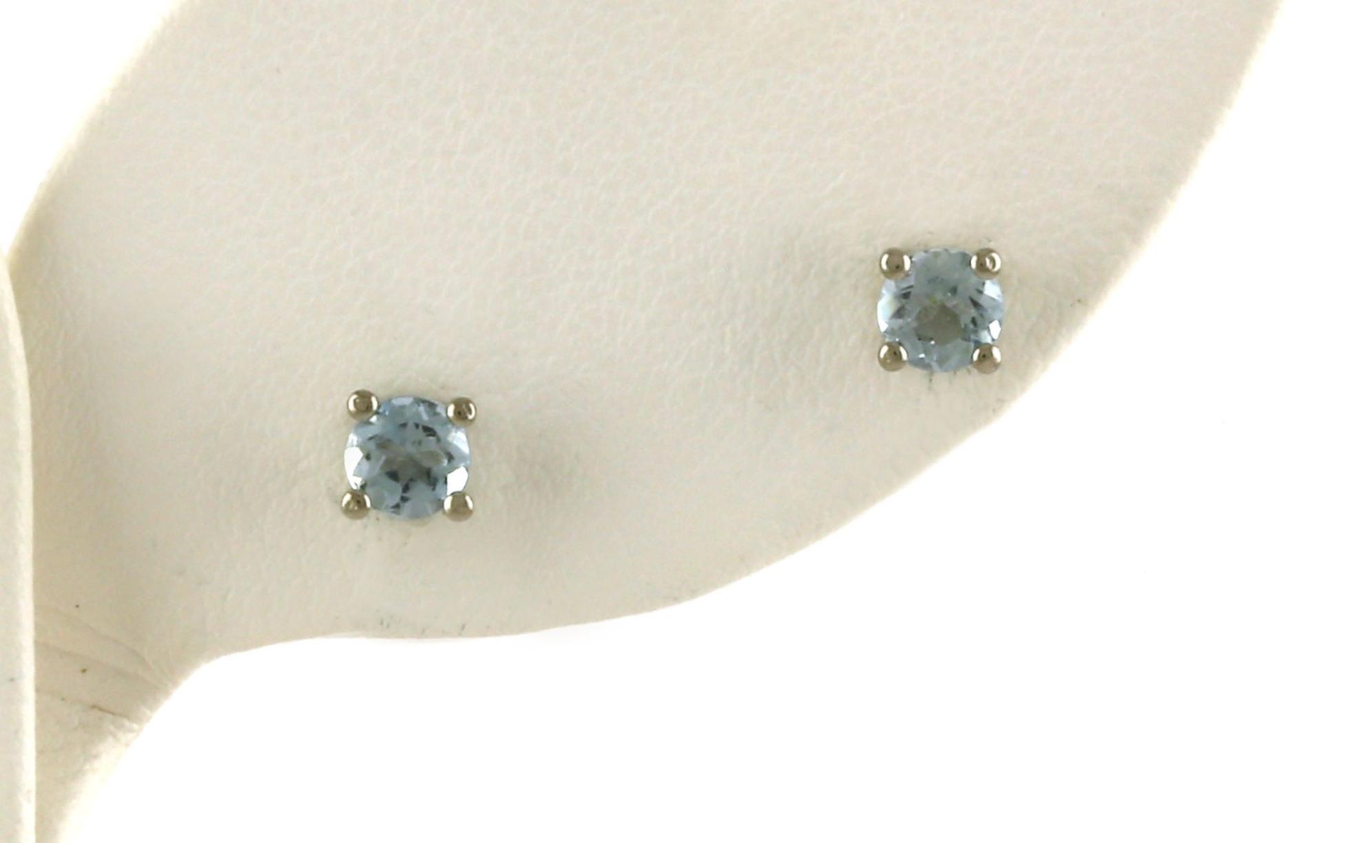 Aquamarine 4-Prong Stud Earrings in White Gold
