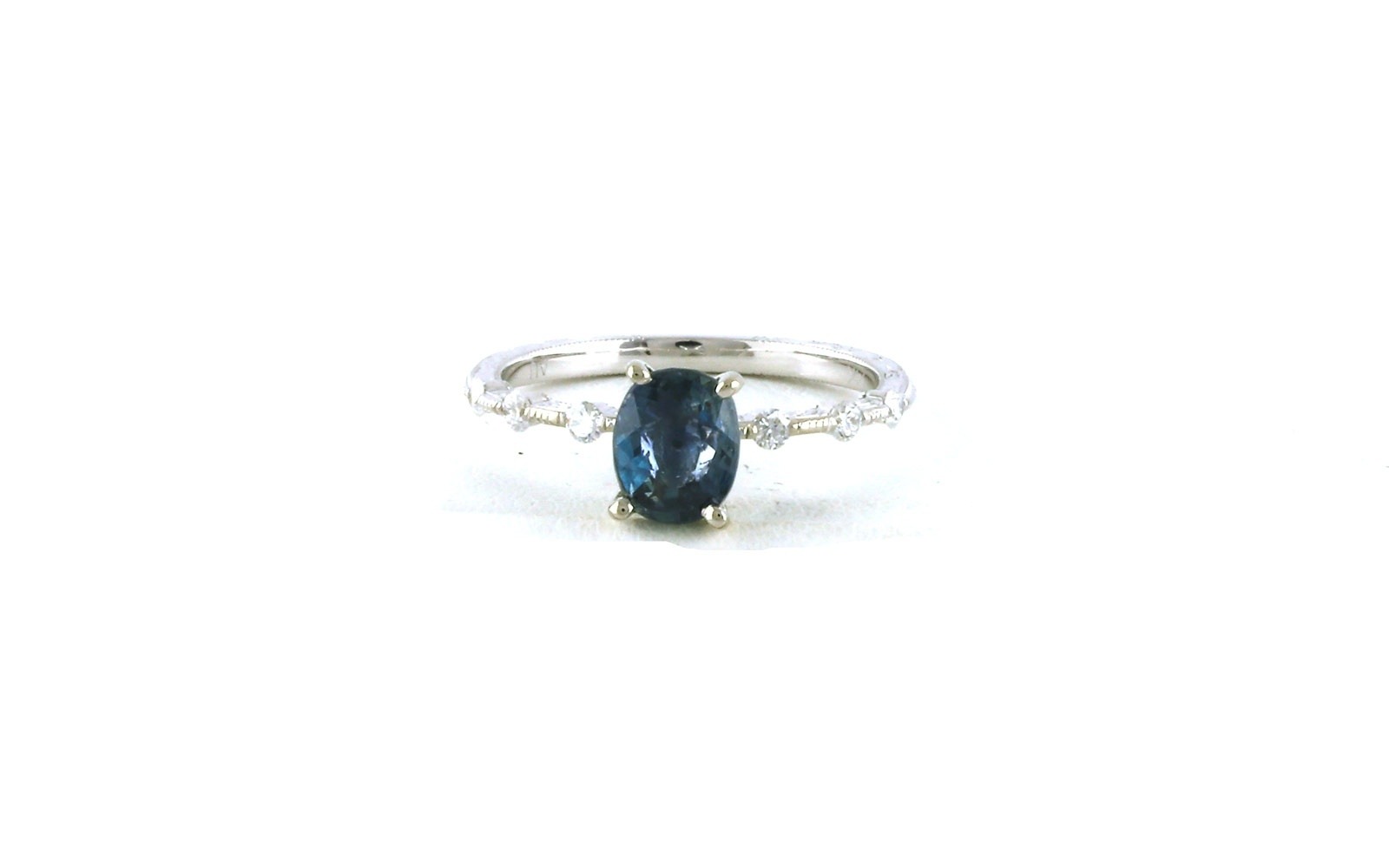 Montana Sapphire and Diamond Hand Engraved Ring in White Gold (1.43cts TWT)