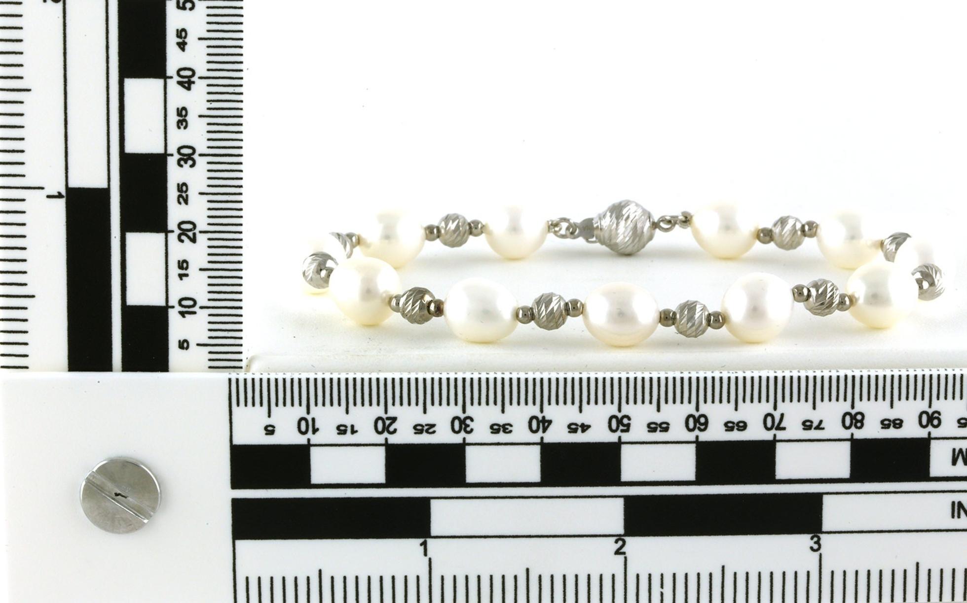 Hollow Brilliance Bead State Bracelet with Potato Pearls in Sterling Silver scale