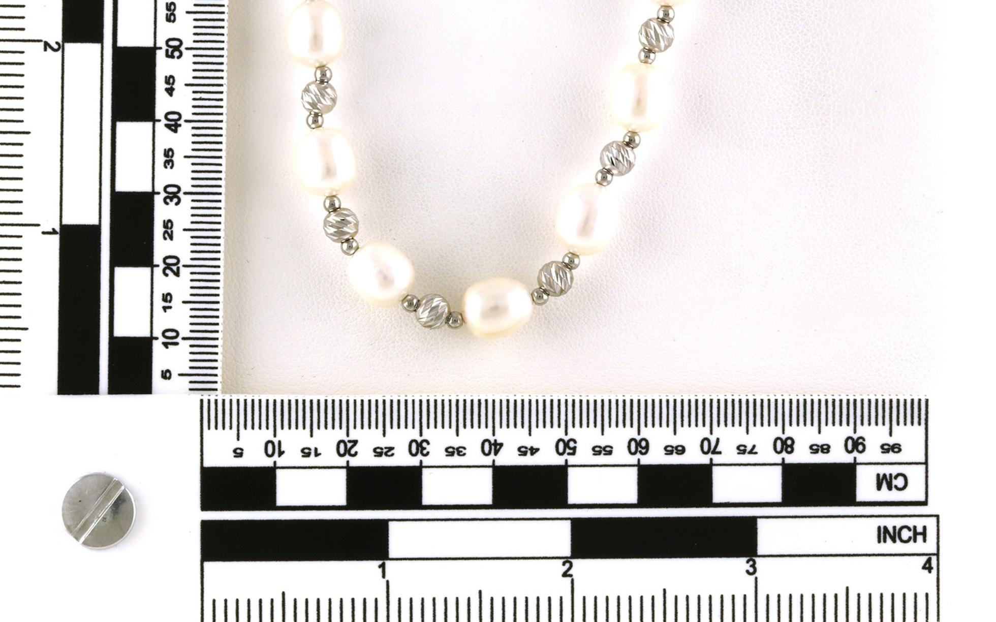 Hollow Brilliance Bead Strand with Potato Pearls in Sterling Silver scale