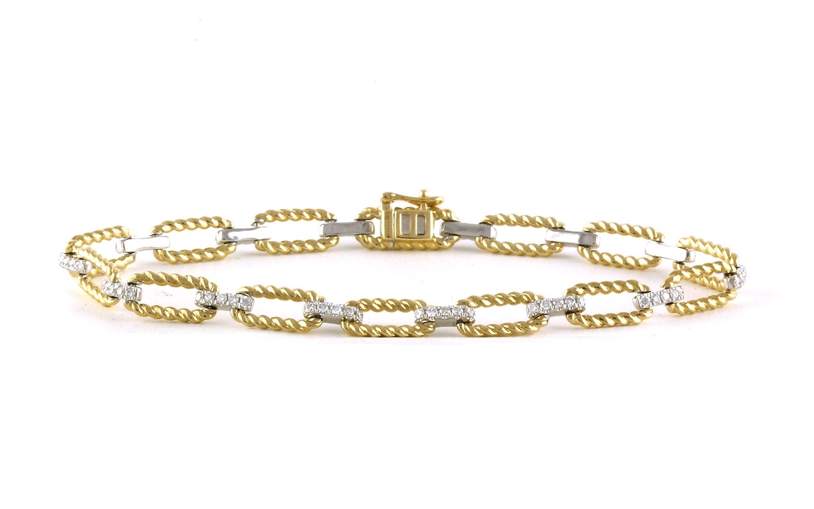 Diamond Two Tone Chain Link Bracelet in Yellow and White Gold (0.67cts TWT)