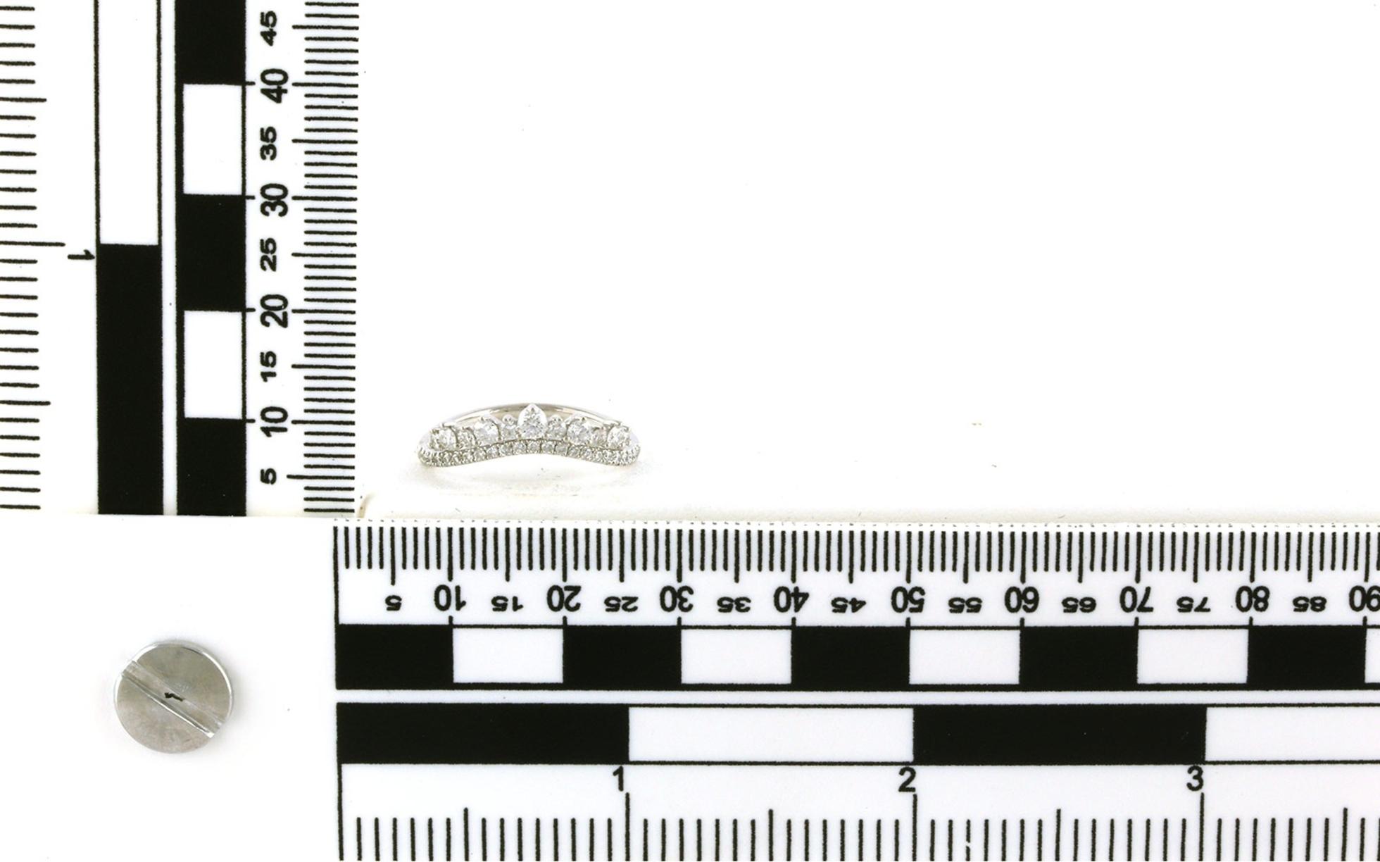 Diamond Curved Two-Row Band in White Gold (0.56cts TWT) scale