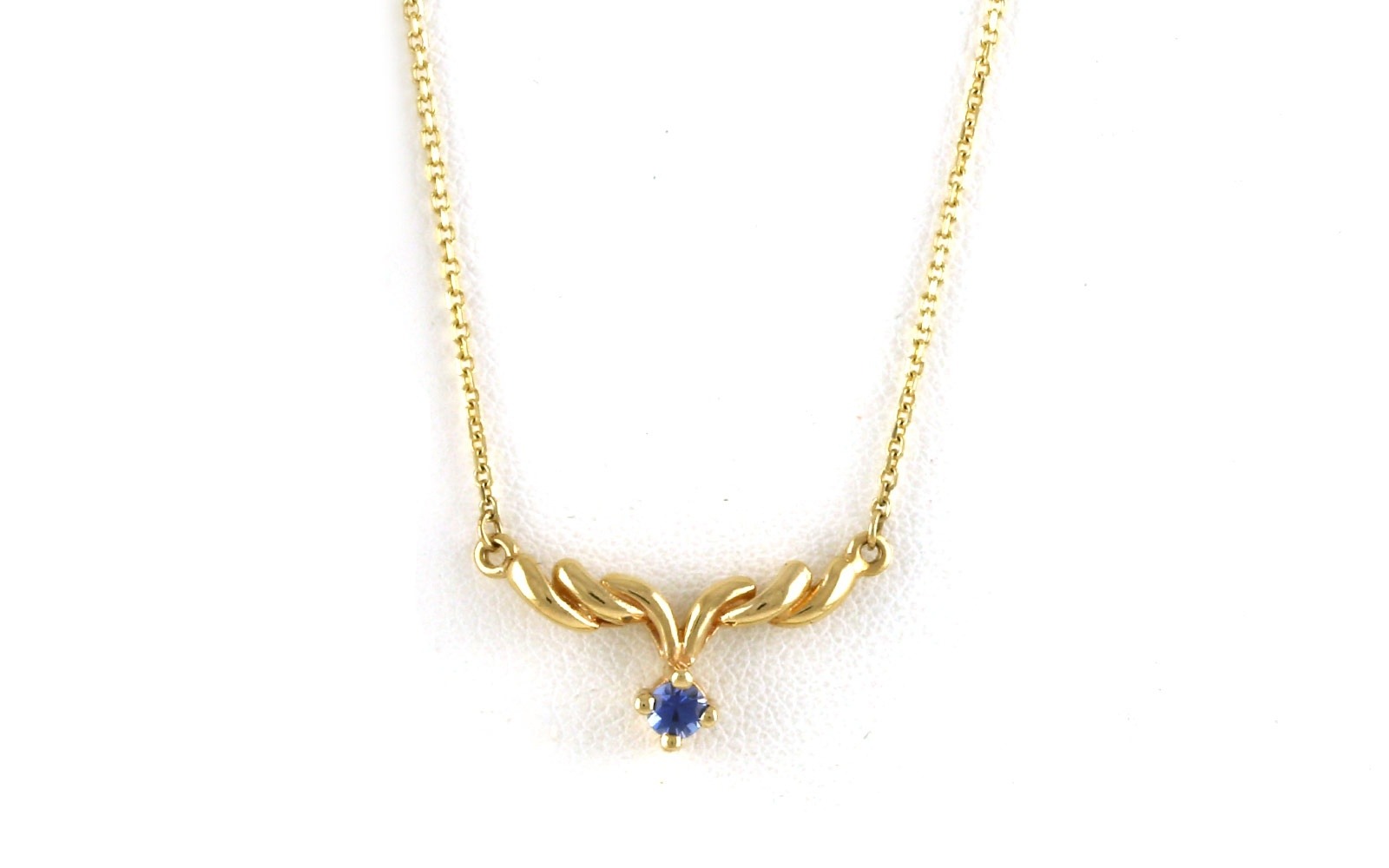 Estate Piece: Montana Yogo Sapphire Swirl Drop Necklace in Yellow Gold (0.13ct)