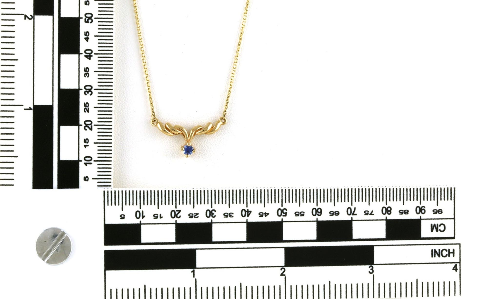Estate Piece: Montana Yogo Sapphire Swirl Drop Necklace in Yellow Gold (0.13ct) scale