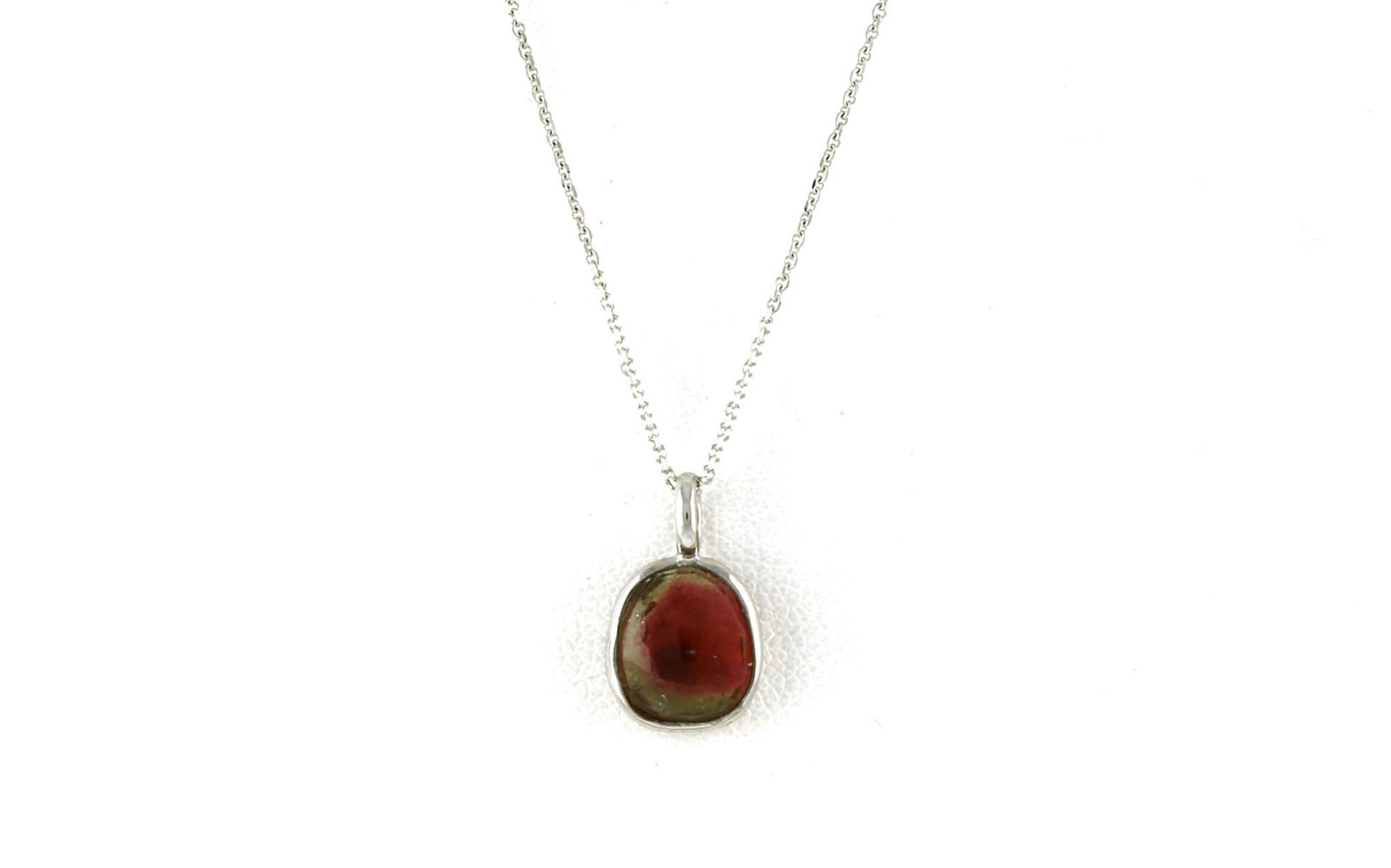 Tourmaline Bezel-Set Solitaire Necklace in White Gold (1.86ct)