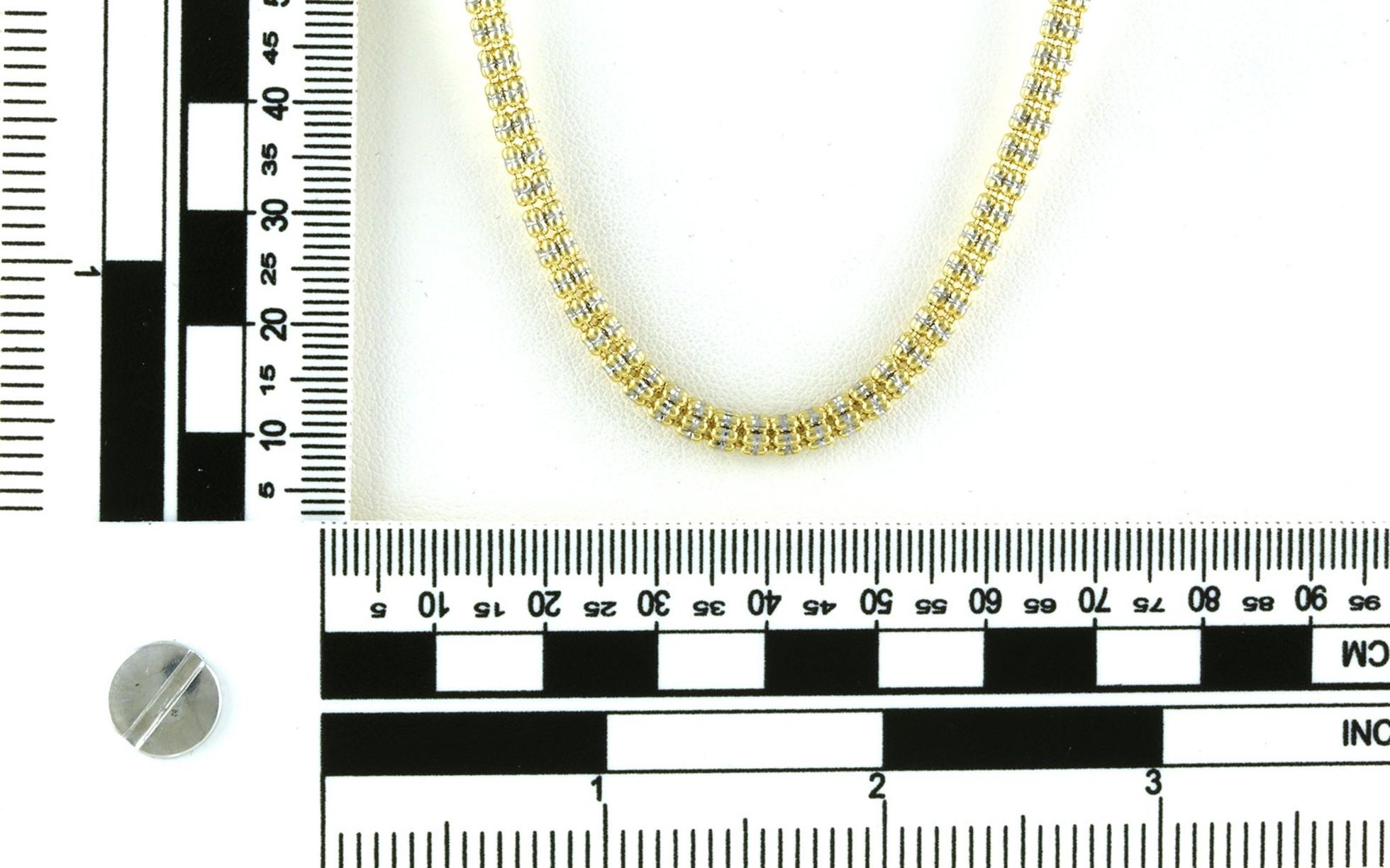 Two Tone Diamond-cut Textured Iced Chain Necklace in Yellow and White Gold scale