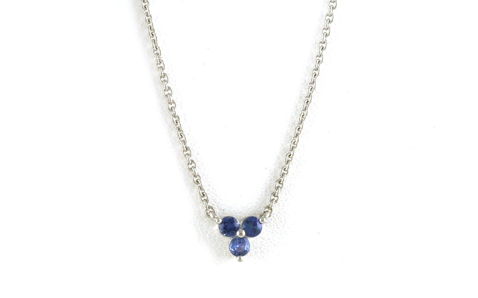 3-Stone Cluster Split Chain Montana Yogo Necklace in White Gold (0.37cts TWT)