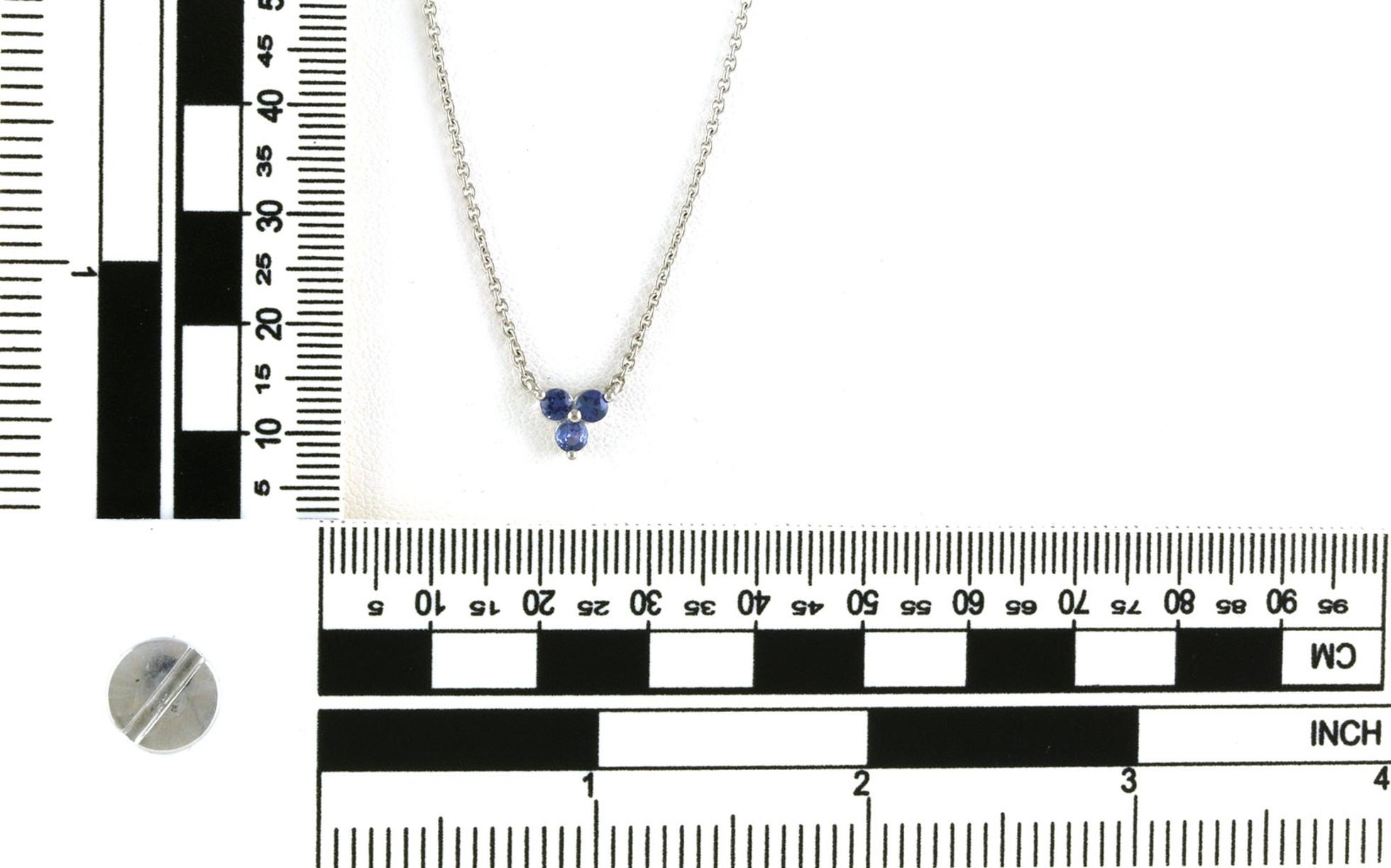 3-Stone Cluster Split Chain Montana Yogo Necklace in White Gold (0.37cts TWT)