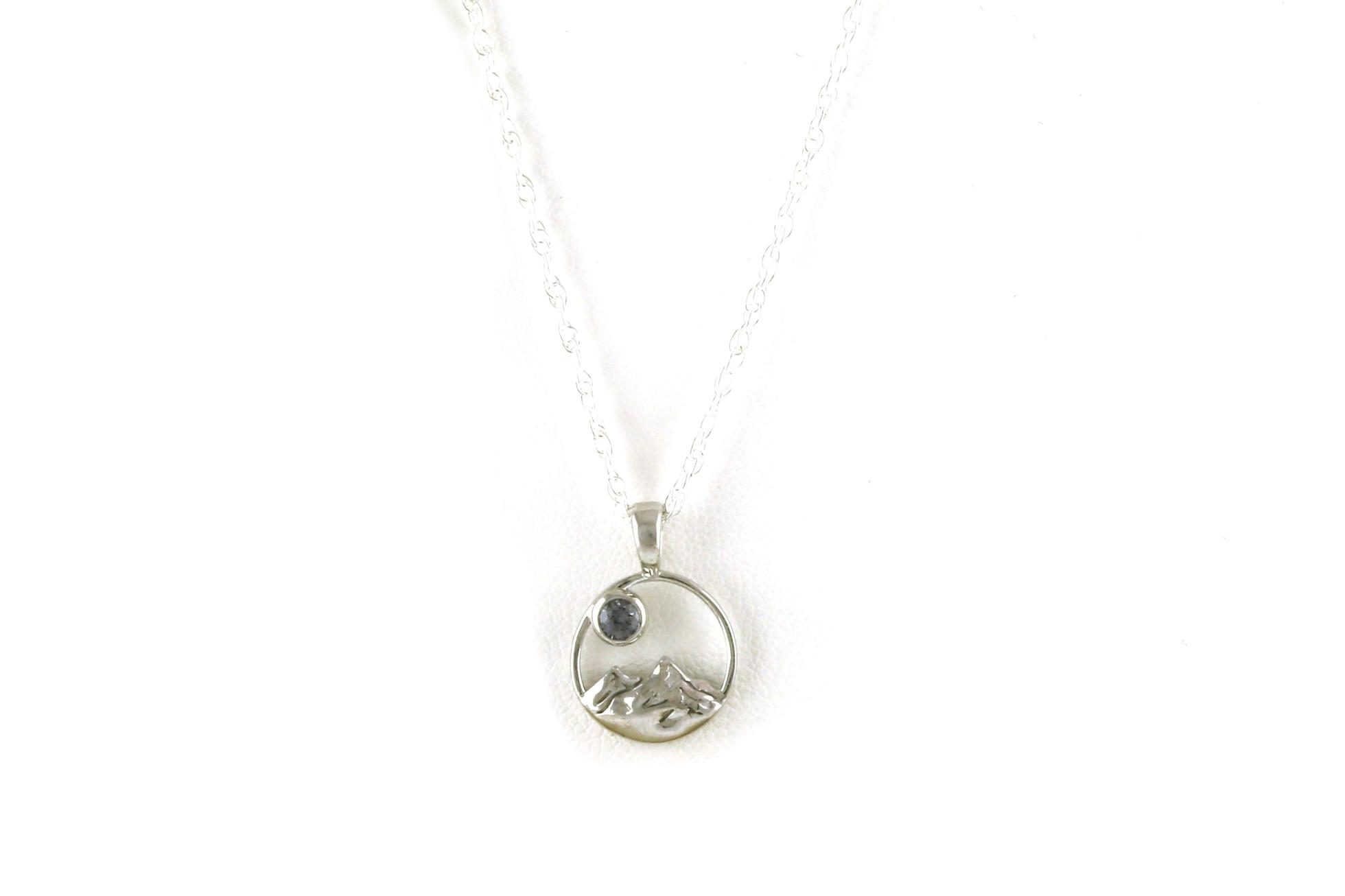 Montana Sapphire Circle Mountain Necklace in Sterling Silver (0.12ct)