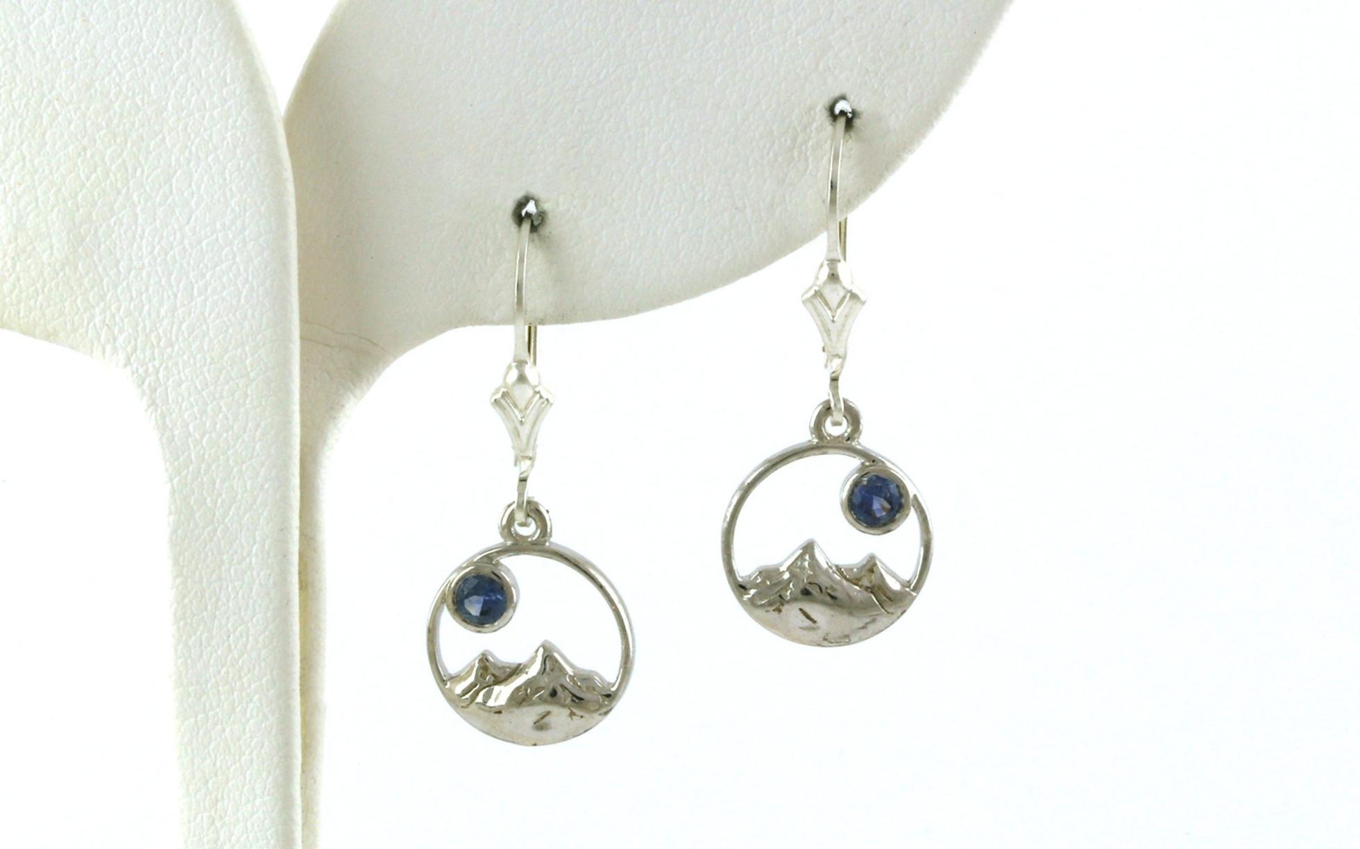 Montana Sapphire Circle Mountain Leverback Dangle Earrings in Sterling Silver (0.25cts TWT)