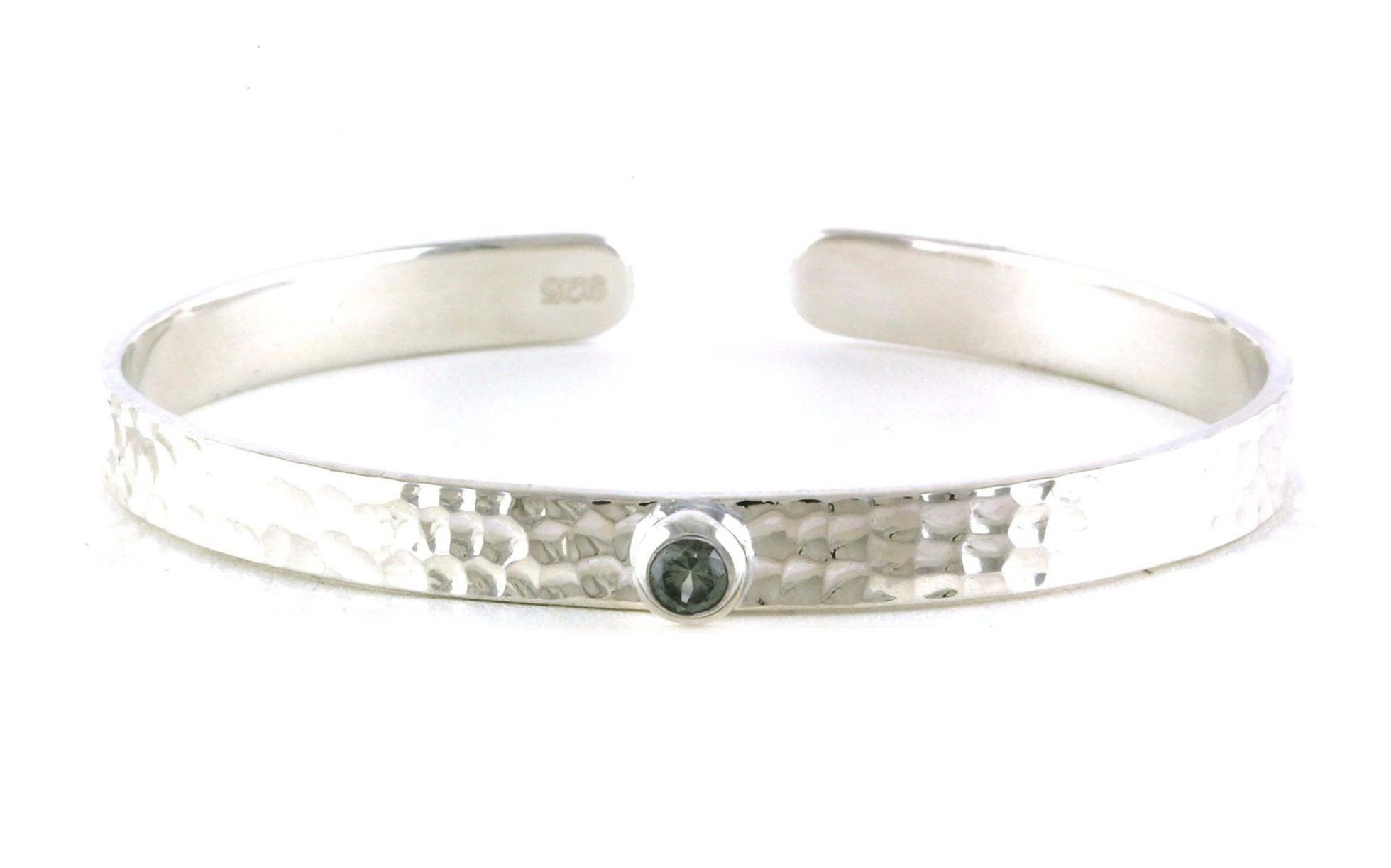 Montana Sapphire Solitaire Cuff Bracelet in Sterling Silver (0.25ct)