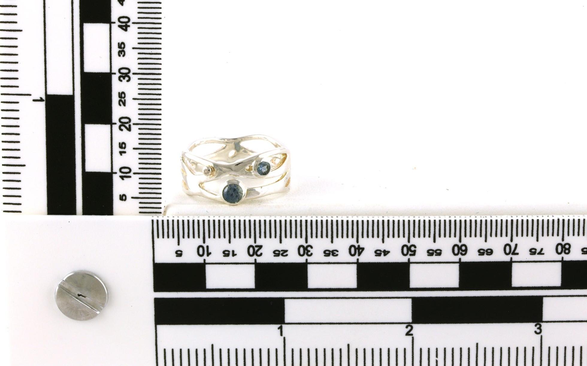 3-stone Montana Sapphire Wide Wavy Band with Polished Finish in Sterling Silver (0.57cts TWT) scale