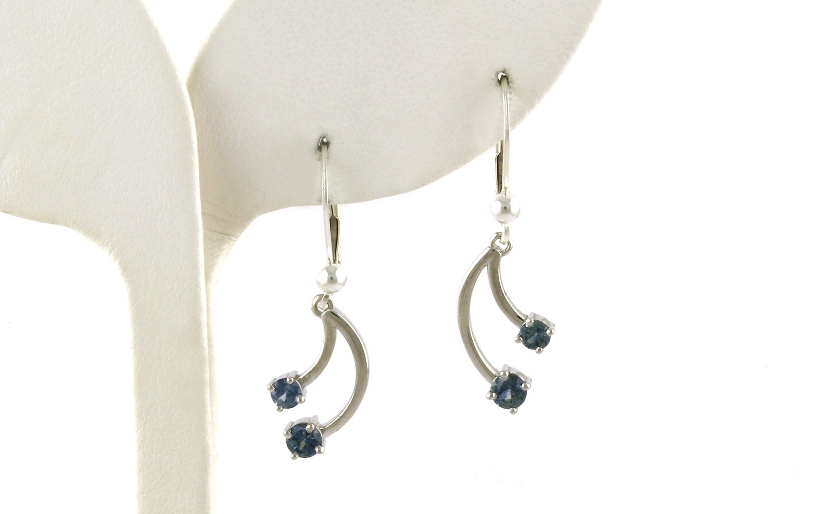 Montana Sapphire Double Dangle Leverback Earrings in Sterling Silver (0.60cts TWT)
