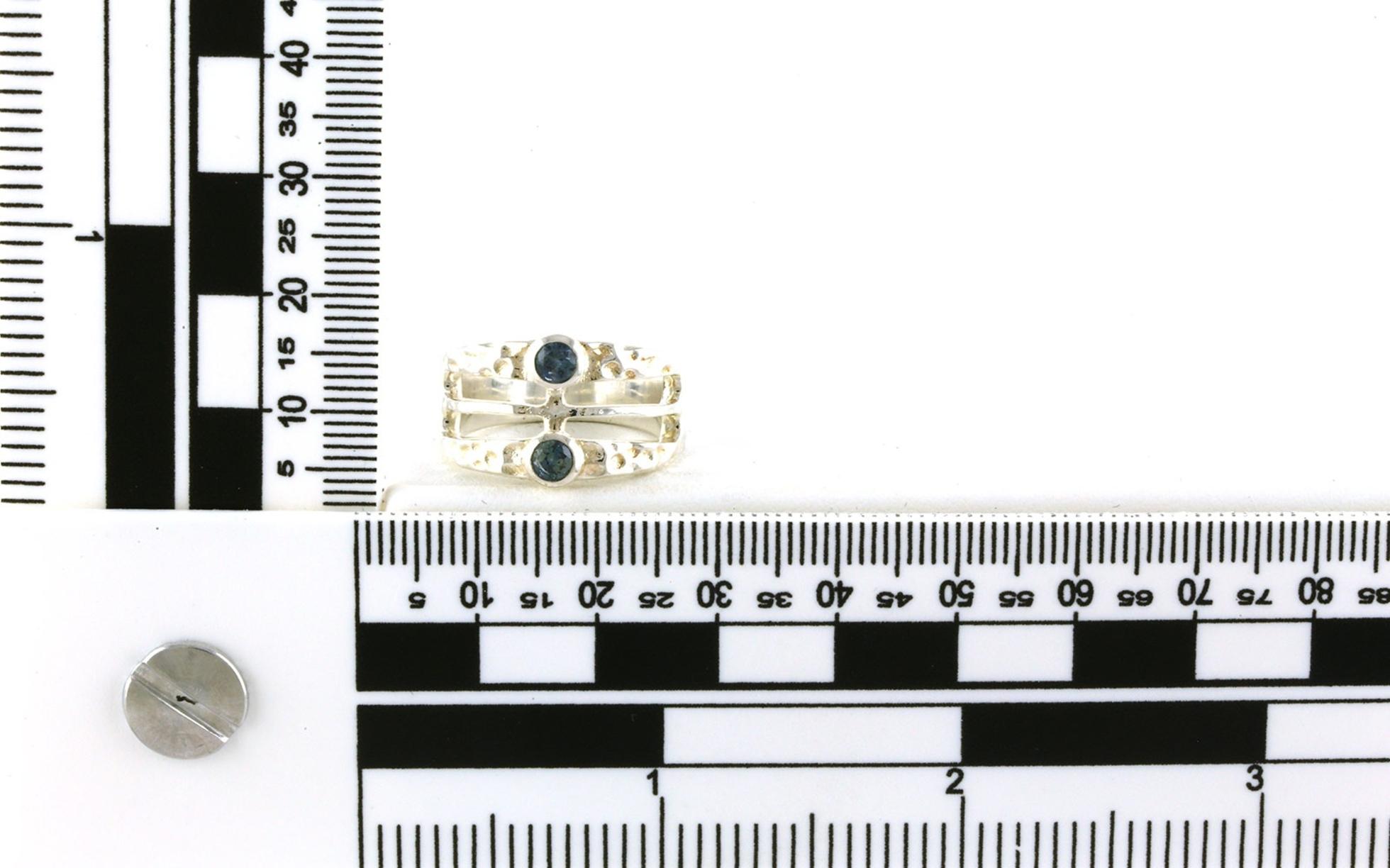 Montana Sapphire 3-Row 2-Stone Bezel-Set Wide Ring in Sterling Silver (0.45cts TWT) scale