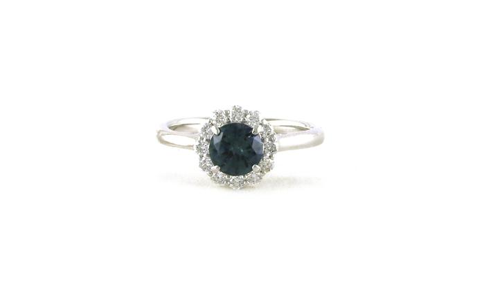 content/products/Estate Piece: Montana Sapphire Starburst Halo Diamond Ring in White Gold (1.23cts TWT)