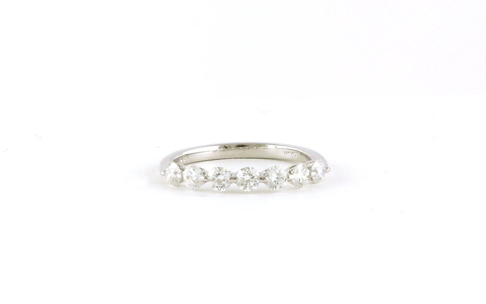 Diamond 7-Stone Shared Single Prong Ring in White Gold (0.79cts TWT)