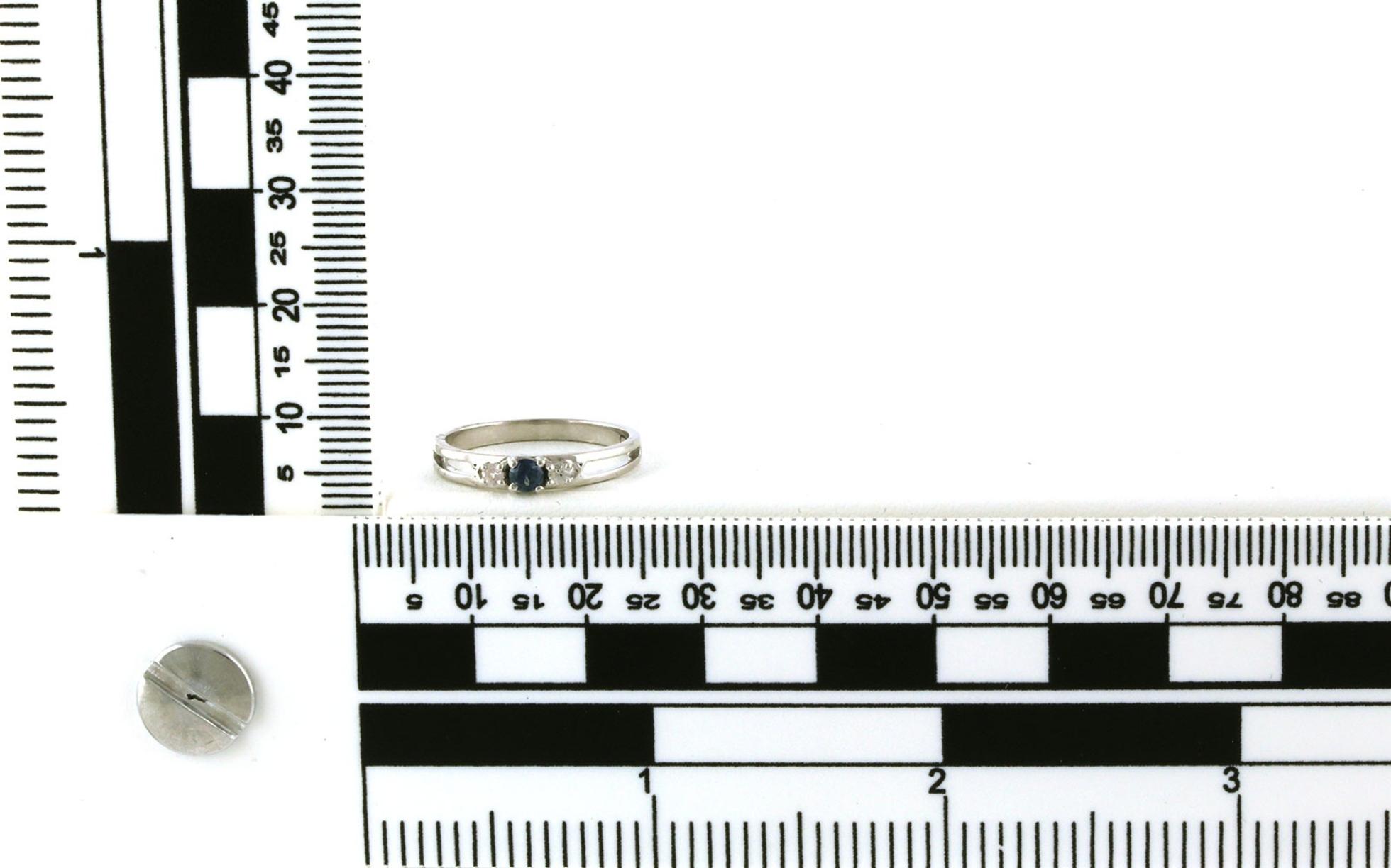 Montana Sapphire Dainty 3-Stone Ring in Sterling Silver (0.18cts TWT) scale