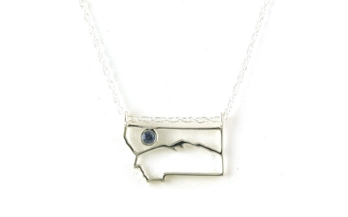 content/products/Montana Sapphire Montana Outline with Mountain Silhouette and Bezel-Set in Sterling Silver (0.18ct)