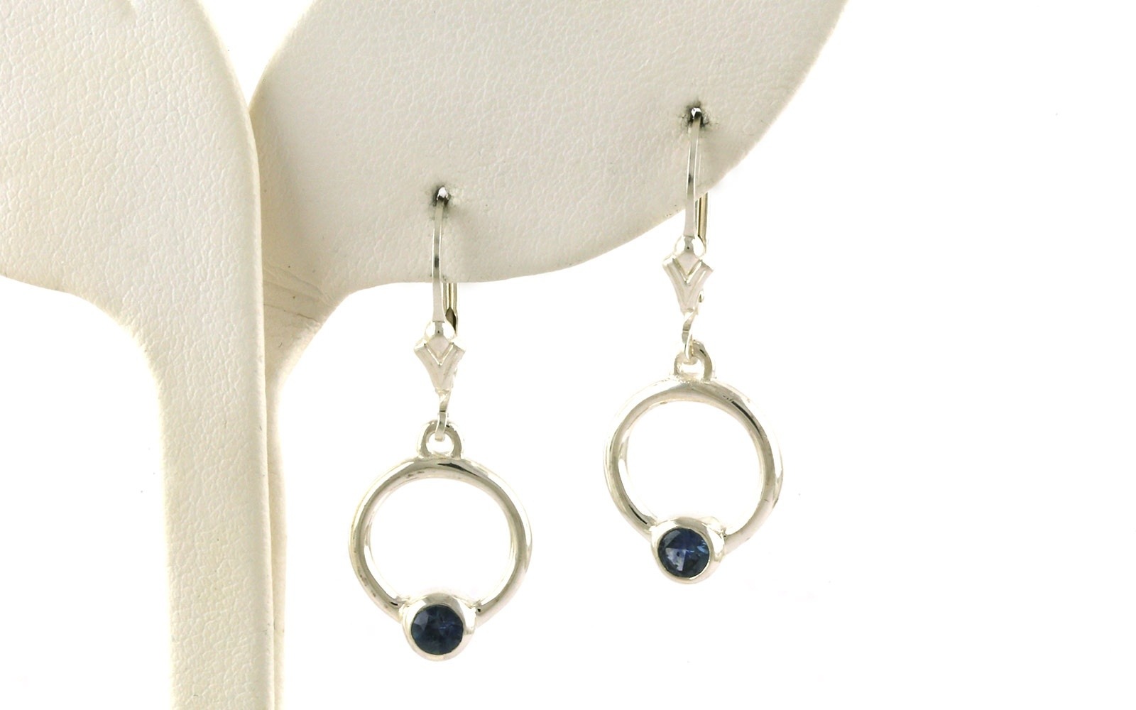 Montana Sapphire Circle Dangle Leverback Earrings in Sterling Silver (0.40cts TWT)