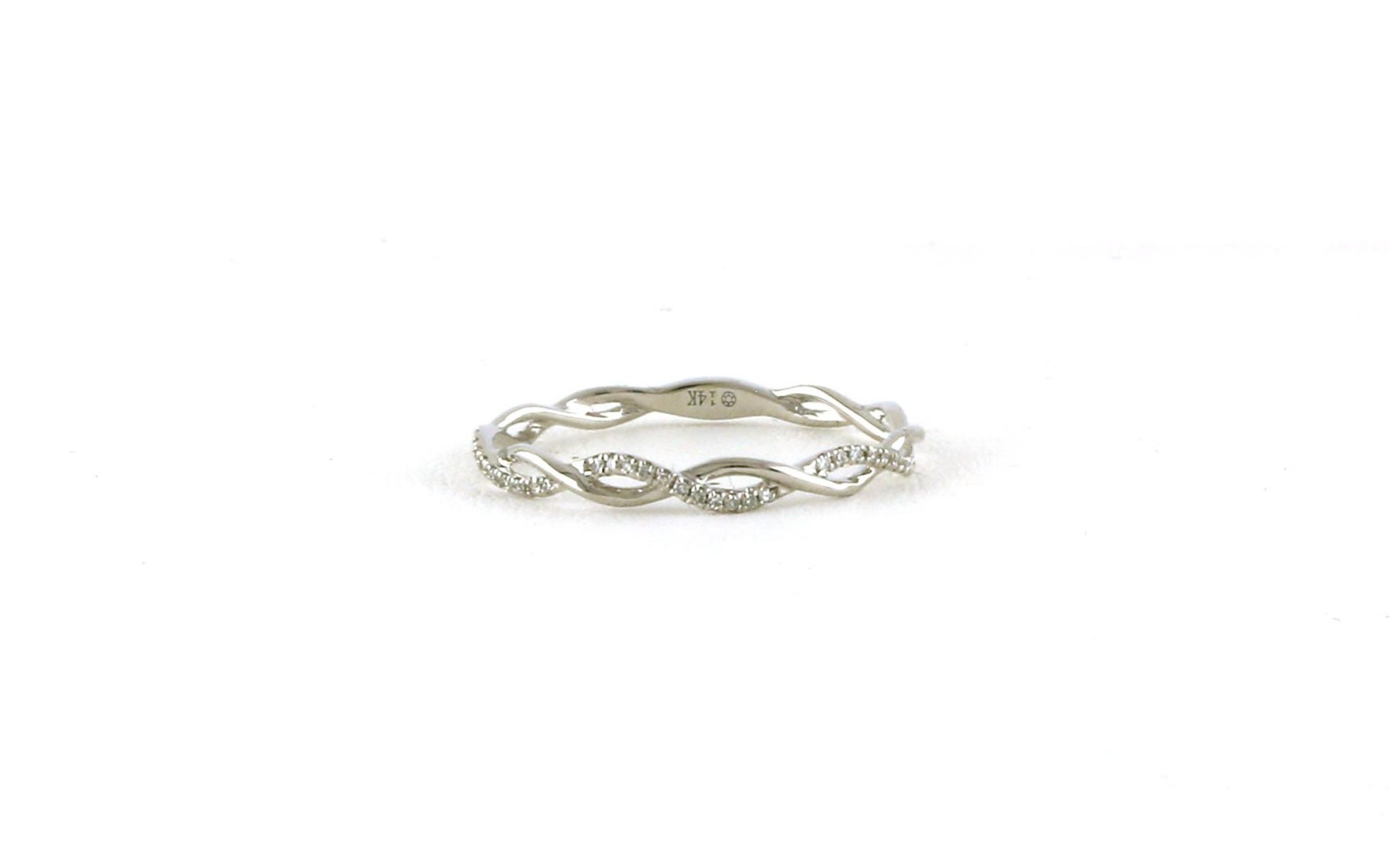 Diamond Pave Twist Thin Band in White Gold (0.06cts TWT)