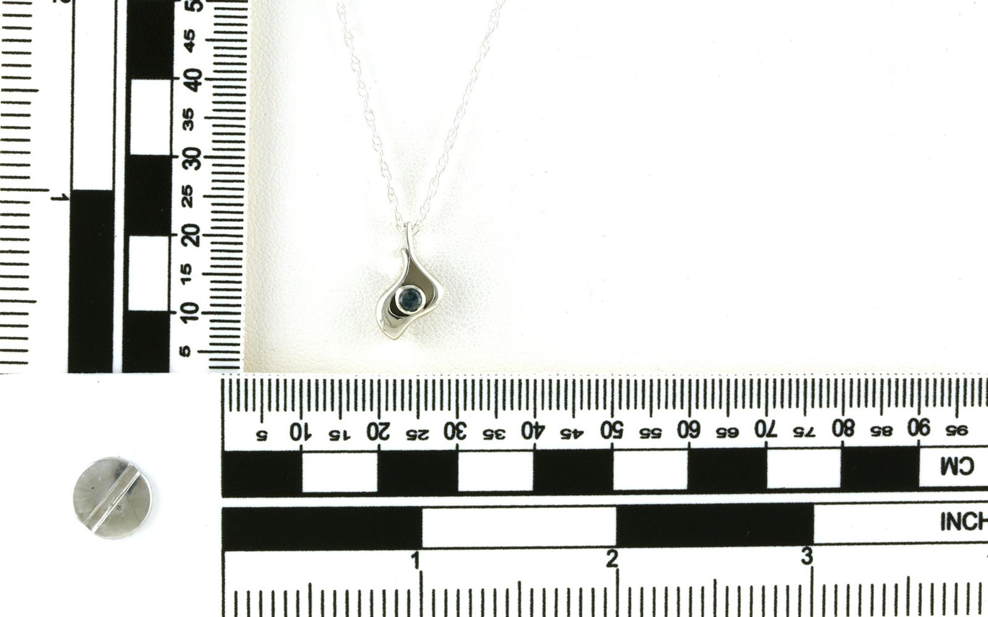Montana Sapphire Bezel-set Ribbon Drop Necklace in Sterling Silver (0.12ct) scale