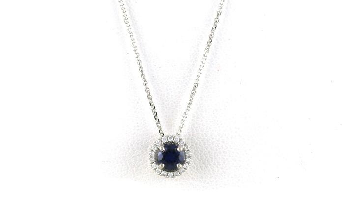 content/products/Montana Yogo Sapphire and Diamond Halo Necklace in White Gold (0.44cts TWT)