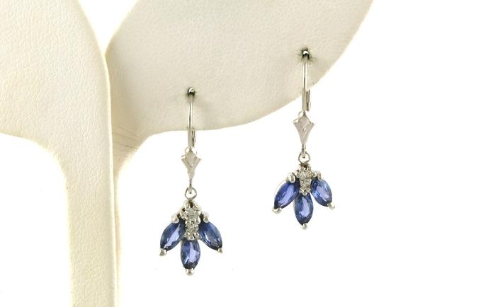 content/products/Estate Piece: Montana Yogo Sapphire and Diamond Cluster Leverback Earrings in White Gold (0.75cts TWT)