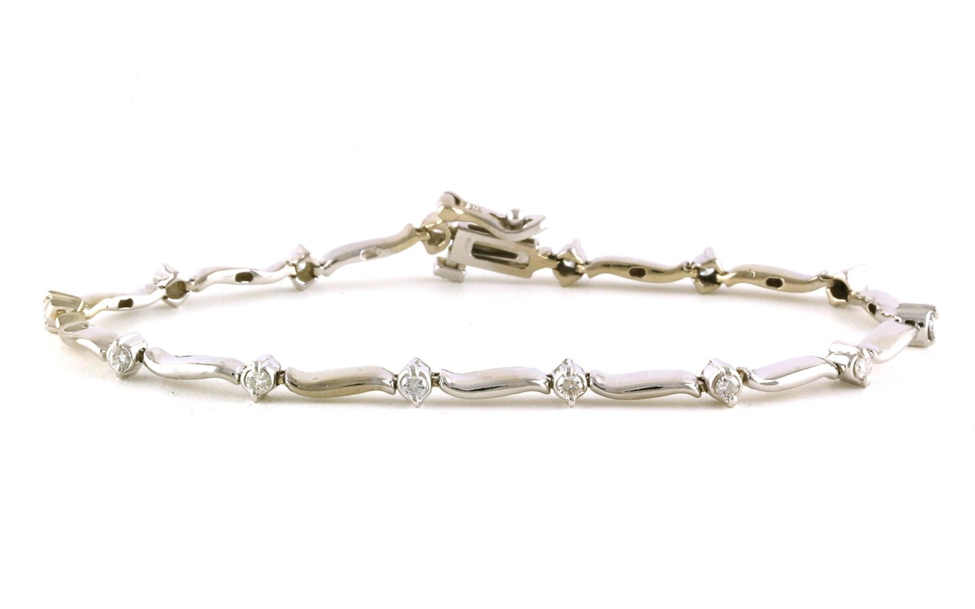 Estate Piece: Diamond Fancy Link Line Bracelet in White Gold (0.50cts TWT)