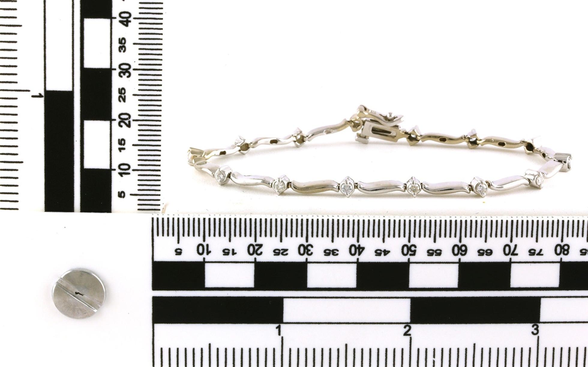Estate Piece: Diamond Fancy Link Line Bracelet in White Gold (0.50cts TWT) scale