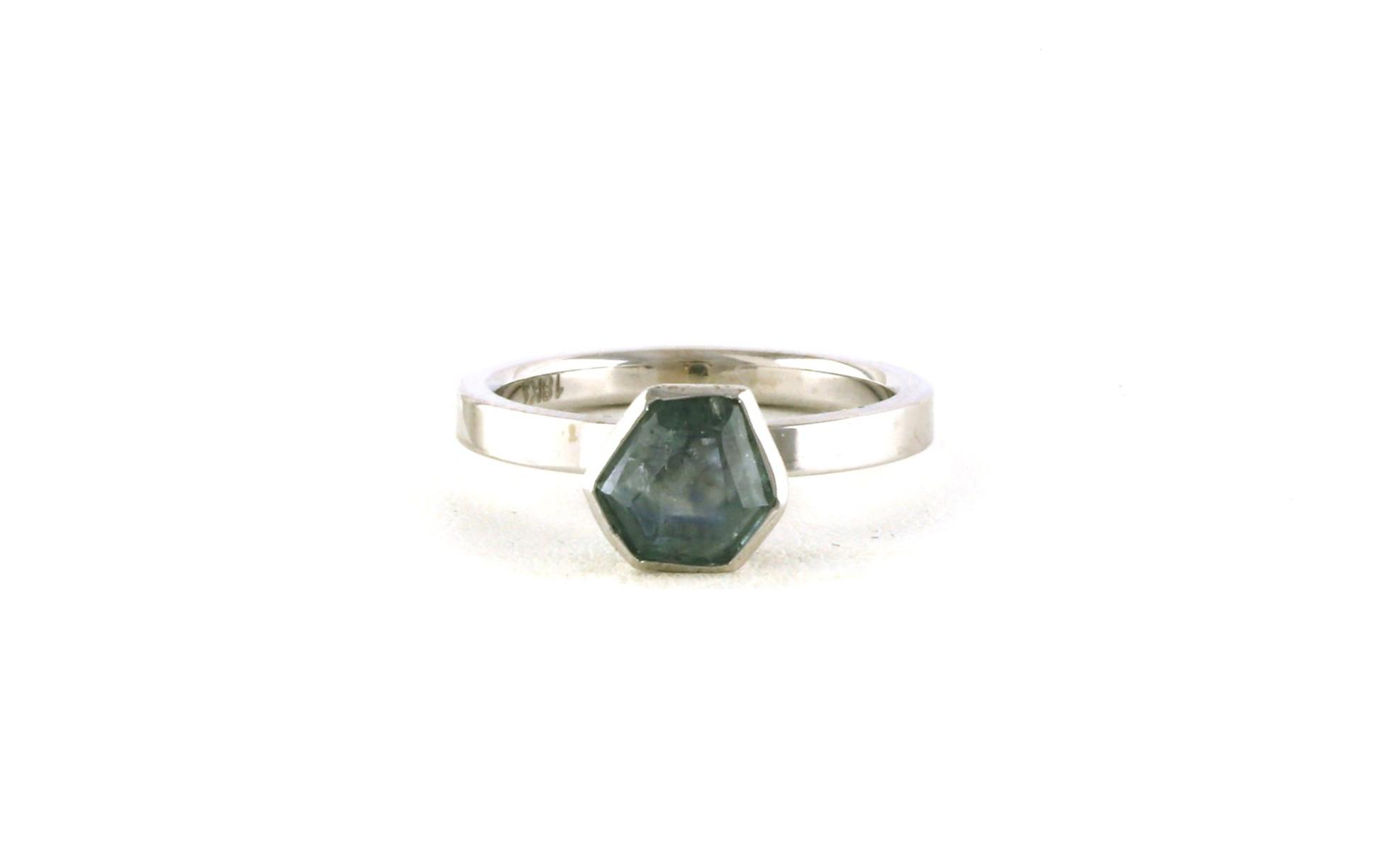 Rose-cut Montana Sapphire Bezel-set Ring in White Gold (1.91ct)