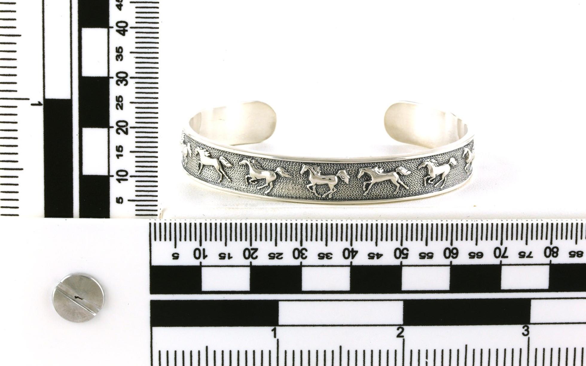 Estate Piece: Kabana Running Horse Cuff Bracelet in Sterling Silver scale