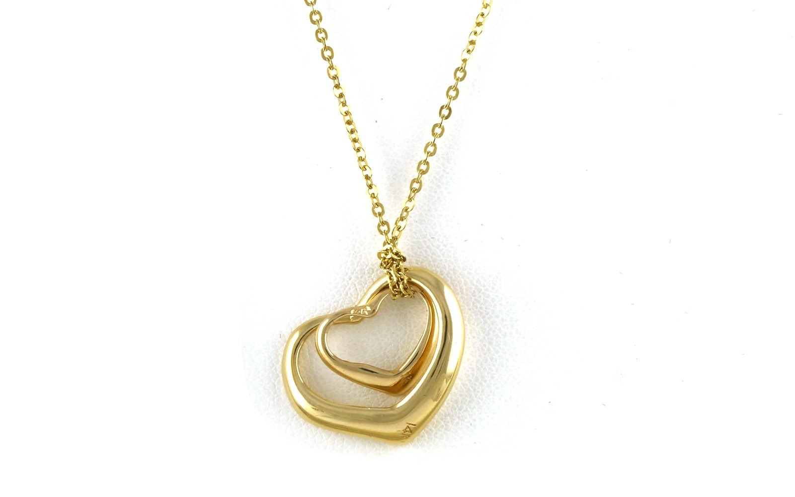 Estate Piece: Double Heart Plan Necklace in Yellow Gold