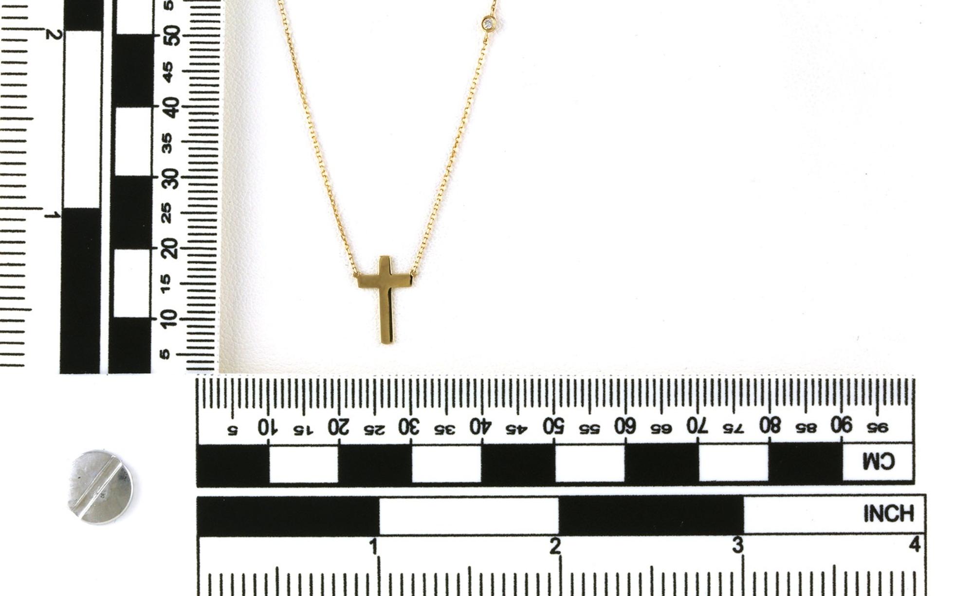 Diamond accented Cross Necklace in Yellow Gold (0.03ct) scale